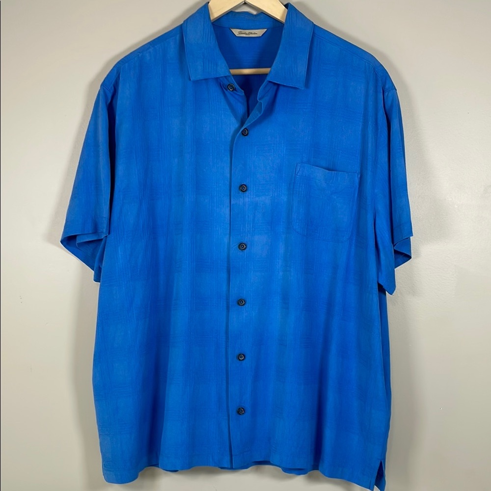 PARADISE COLLECTION Men’s Blue XXL 100% Silk Short Sleeve‎ Cabana Shirt Vacation